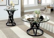 Round glass top / black base coffee table main photo