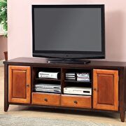 Dark oak & dark cherry finish solid wood TV console main photo