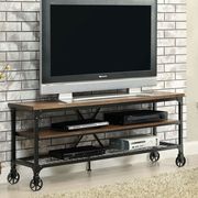 Medium oak industrial style 54-nch TV stand