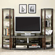 Brown/silver metal construction contemporary 52 with glass top main photo