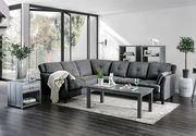 Linen like fabric contemporary sectional in gray main photo