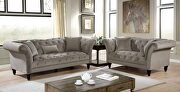 Soft gray linen fabric sofa main photo
