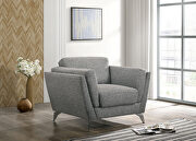 Mid-century modern chair in gray tweed-like fabric