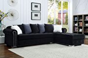 Wilmington (Black) Luxury and comfort soft velvet-like fabric sectional sofa