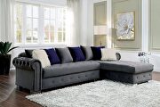 Luxury and comfort soft gray velvet-like fabric sectional sofa main photo