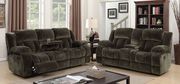 Brown Transitional Recliner Sofa w/ cup Holders main photo