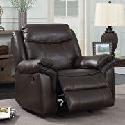 Brown breathable leatherette power recliner chair main photo