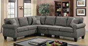 Transitional design dark gray linen-like fabric sectional sofa
