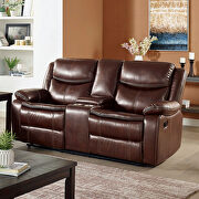 Superior cognac brown leatherette recliner loveseat