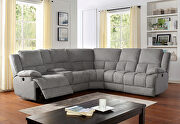 Gray transitional power recliner sectional with storage main photo