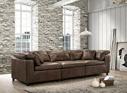 Modular design and neutral color faux leather sofa main photo