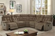 Large recliner sectional in mocha w/ 2 consoles main photo