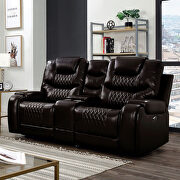 Diamond tufted brown faux leatheratte power recliner loveseat main photo