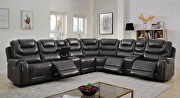 Diamond tufted design faux leatherette power recliner sectional sofa main photo