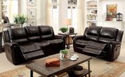 Traditional recliner sofa in brown leather main photo