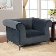 Gray Velvet-like Fabric Traditional Chair main photo