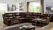 Transitional recliner sectional upholstered in brown durable leatherette main photo