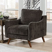 Maxime (Gray) Mid-century modern style dark gray chenille fabric chair