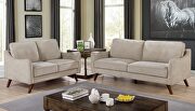 Mid-century modern style light gray chenille fabric sofa