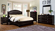 Espresso leatherette padded headboard transitional bed main photo
