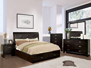 Espresso leatherette padded headboard contemporary bed w/ drawers main photo
