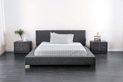 Ultra low-profile modern dark gray king bed main photo
