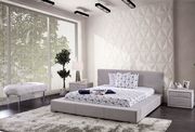 Ultra low-profile modern light gray fabric platform bed main photo