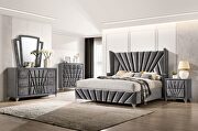 Gray fabric art deco-inspired design platfrom bed main photo