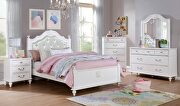 Button tufted headboar white finish youth bedroom main photo