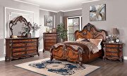 Dark oak solid wood traditional style platfrom bed main photo