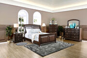Brown cherry transitional style sleigh bed