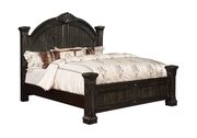 Distressed walnut transitional style king bed main photo