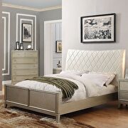 Silver gray finish diamond tufted platform bed bed main photo