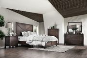 Countryside style espresso finish queen size bed main photo