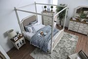 Antique white / gray canopy king bed main photo