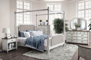Antique white / gray canopy bed main photo