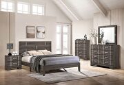 Gray plank-style headboard contemporary bed