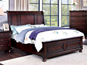 Dark cherry wood finish king bed in country style main photo