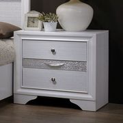 Contemporary white / silver accents nightstand