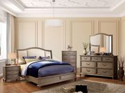Transitional rustic natural tone queen bed