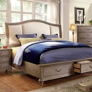 Transitional rustic natural tone king bed w/ storage main photo