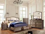 Transitional rustic natural tone queen bed w/ storage main photo