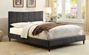 Dark gray linen-like fabric curved top headboard contemporary full bed main photo