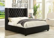 Flannelette contemporary bed w/ tufted hb&fb