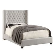 Flannelette contemporary king bed w/ tufted headboard