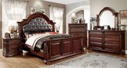 English style traditional dark cherry queen bed main photo
