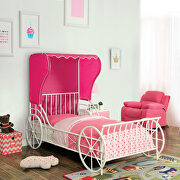 Pink/ white finish princess carriage design bed main photo