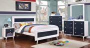 White/blue finish wood contemporary bed main photo