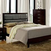 Biscuit-style design padded espresso leatherette headboard king bed main photo