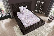 Storage button tufted black fabric king bed main photo